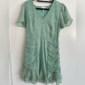 Leith Green Flowery Mini Dress